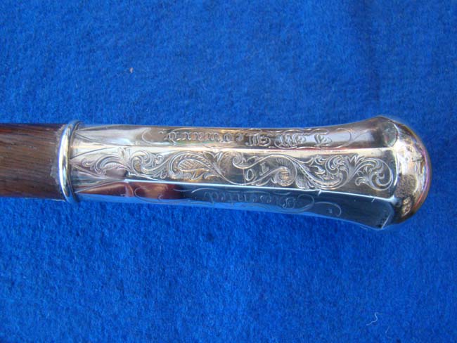 A fabulous 19th century silver mounted presentation walking stick dated Jan. 2, 1860 with rosewood shaft  — image 2